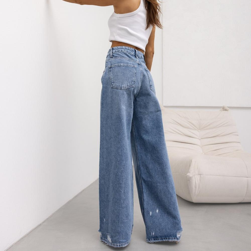 American Retro Ripped Jeans Damen Weite Hose