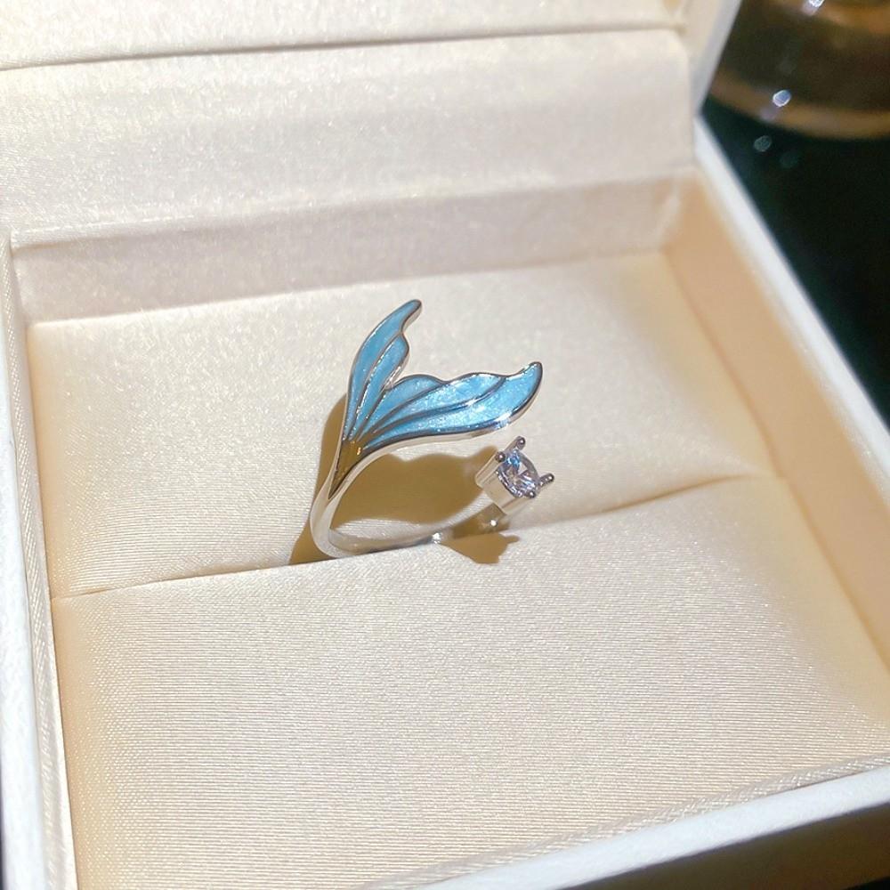 Fishtail Zircon Fishtail Open Ring Y2K Classic Big Plain Ring Geometric Opening Ring  Jewelry Gifts