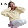 Lady Sweatshirt Women Solid Color Collared Sweatshirt, Loose Half Zipper Collar Pullover Top Top, Casual Sports Long Sleeve Outfits for Autumn Winter