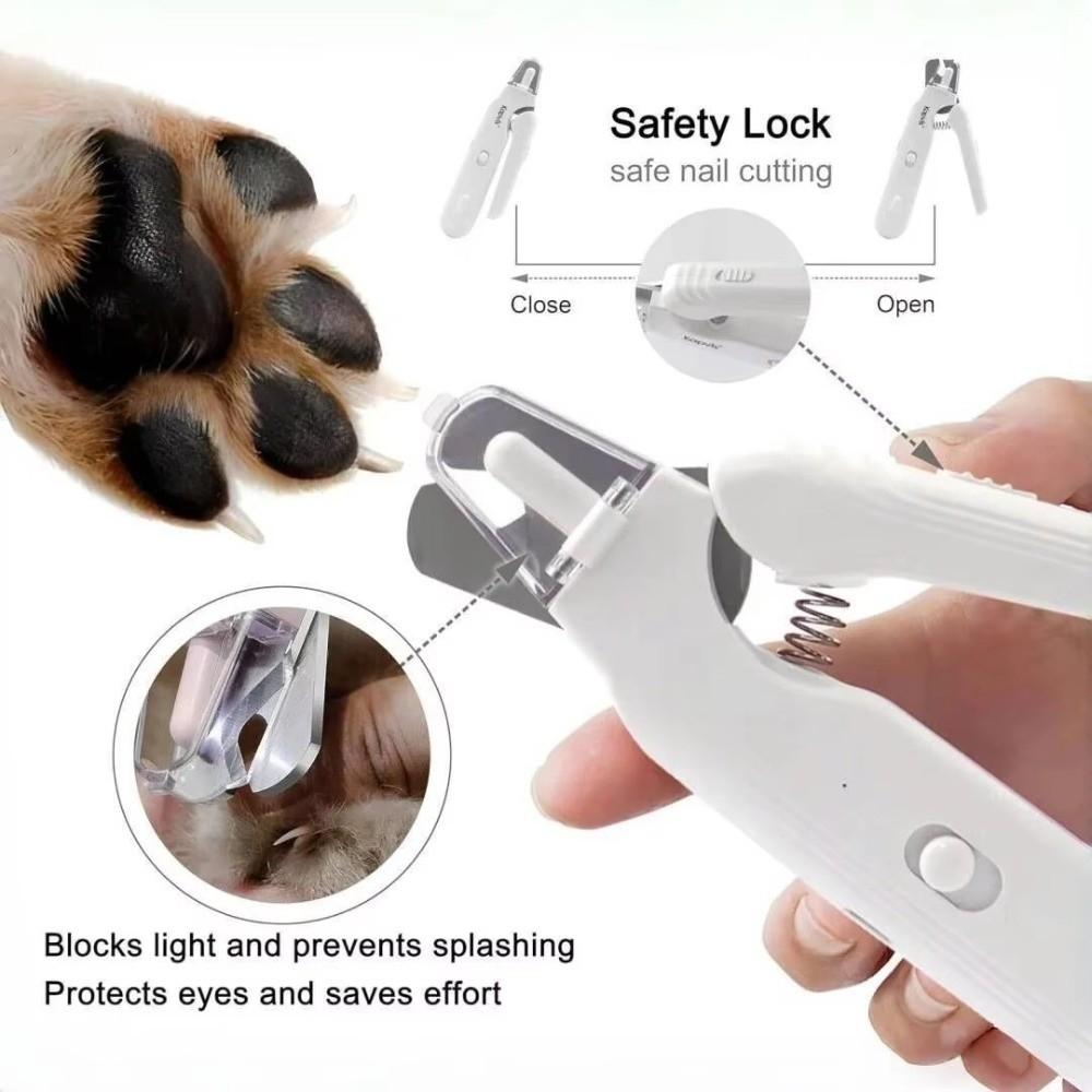 Grooming Tool Quiet Pet Nail Clippers with 2 LED Lights USB charging Pet Nail Grooming Tool Splash Guard 2 in 1 Nail Tool Cats