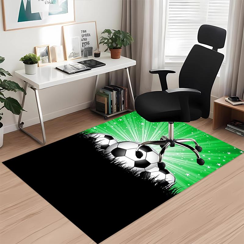 Fußball bedruckter Teppich, für Bürostuhl Wohnzimmer Schlafzimmer Küchenraum Dekoration Geschenke.