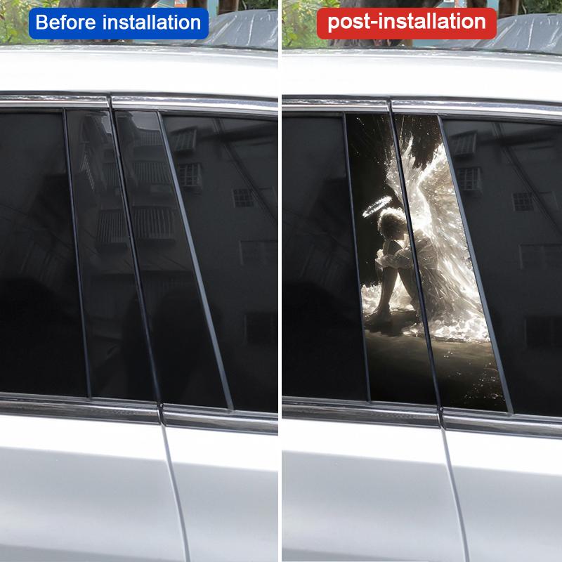 2 Stück Engels Auto Säule Vinyl Aufkleber Auto Tür Säule Dekorativer Aufkleber Abdeckung Kratzer Auto Aufkleber Wasserdicht Selbstklebendes Papier