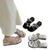 Wedge Heel Beautiful Set of Toe Cool Slippers Women's Summer Wear New with Skirt Rhinestone Beach Flip-flops Sandals