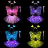 LED Children Costume Props Girls Skirts Angel Luminous Wings Flashing Butterfly Skirt Lights Suit 2-8year Easter Valentines Day