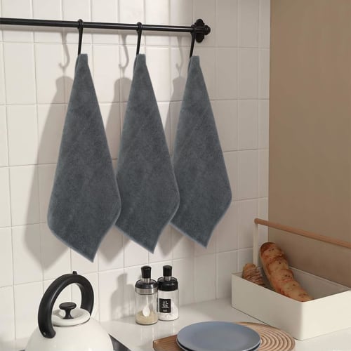 SINLAND Microfiber Cleaning Cloths, Commercial Towels for Kitchen, Cleaning, and Car Washing, Absorbent and Quick-Drying, 12-Count, Gray