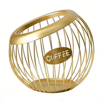Spherical Coffee Capsule Holder Large Capacity Coffee Pod Basket Metal Wire Fruit Bowl Snack Storage for Home Kitchen
