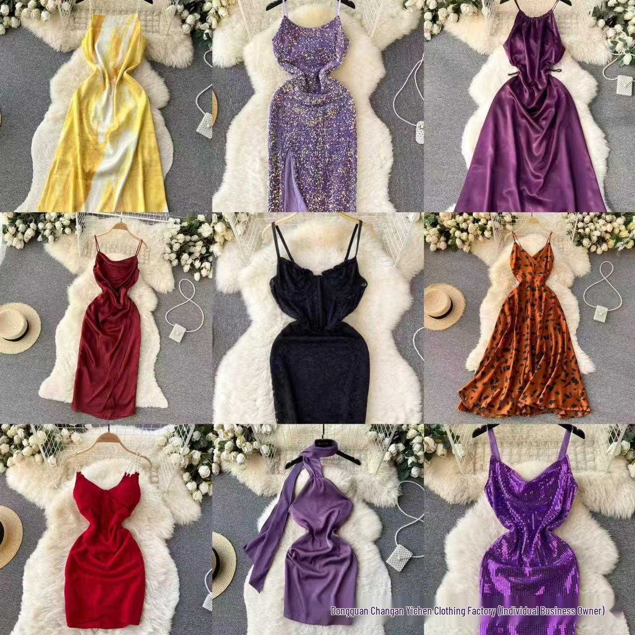 

Елегантна оксамитова сукня з довгим рукавом: Осінь/Зима 2025, Європейський/Американський Стиль, Сексуальна Приталена, Довжина до Коліна Спідниця Multiple Sizes Mix