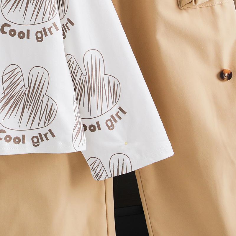 Girls' Big Kids Outfit Children's Clothing Autumn New Rabbit English Print Long Sleeve T-Shirt Top Casual Wide-Leg Pants