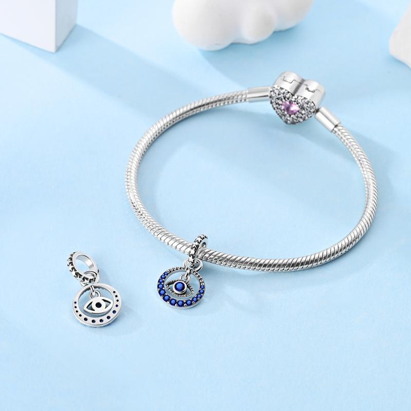 Charms Original Copper Dark Blue Zircon Eye Pendant Beads Fit Bracelet Women Jewelry Diy Fine Gift Accessory