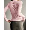 Autumn and Winter New Button-ribbed Slim-fit Knitted Long-sleeved Women's Comfortable Soft Bottoming Shirt