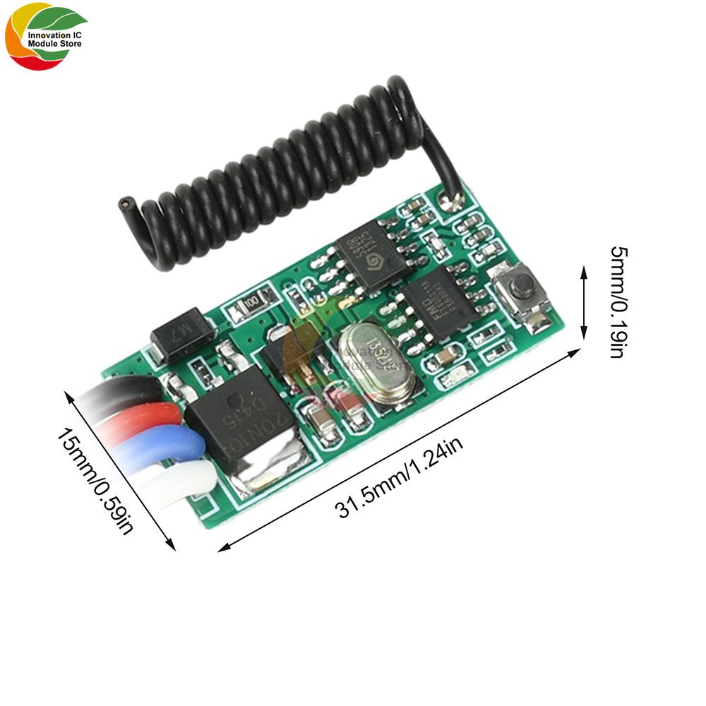 DC 3.6V-24V 2A Mini Remote Switch 12V 24V Mini Receiver LED Access Control Single-Channel Remote Switch 433MHz