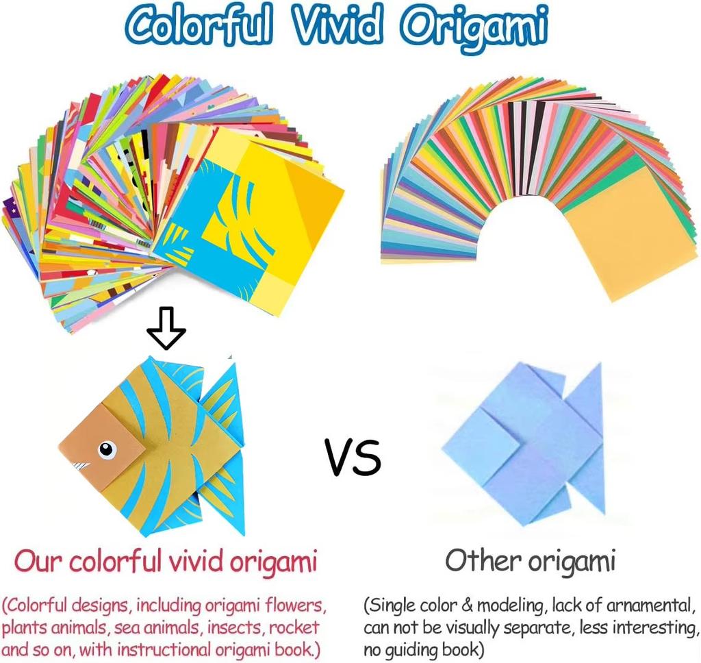 Origami Kit 30/108 Sheets Paper Folding Craft Guiding Book DIY Handmade Toys Art Craft Projects Supplies for Beginners Gifts