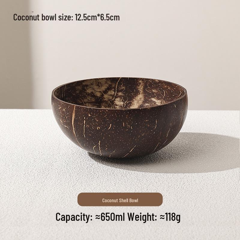 

Набор из отполированной вручную миски и ложки из кокосовой скорлупы