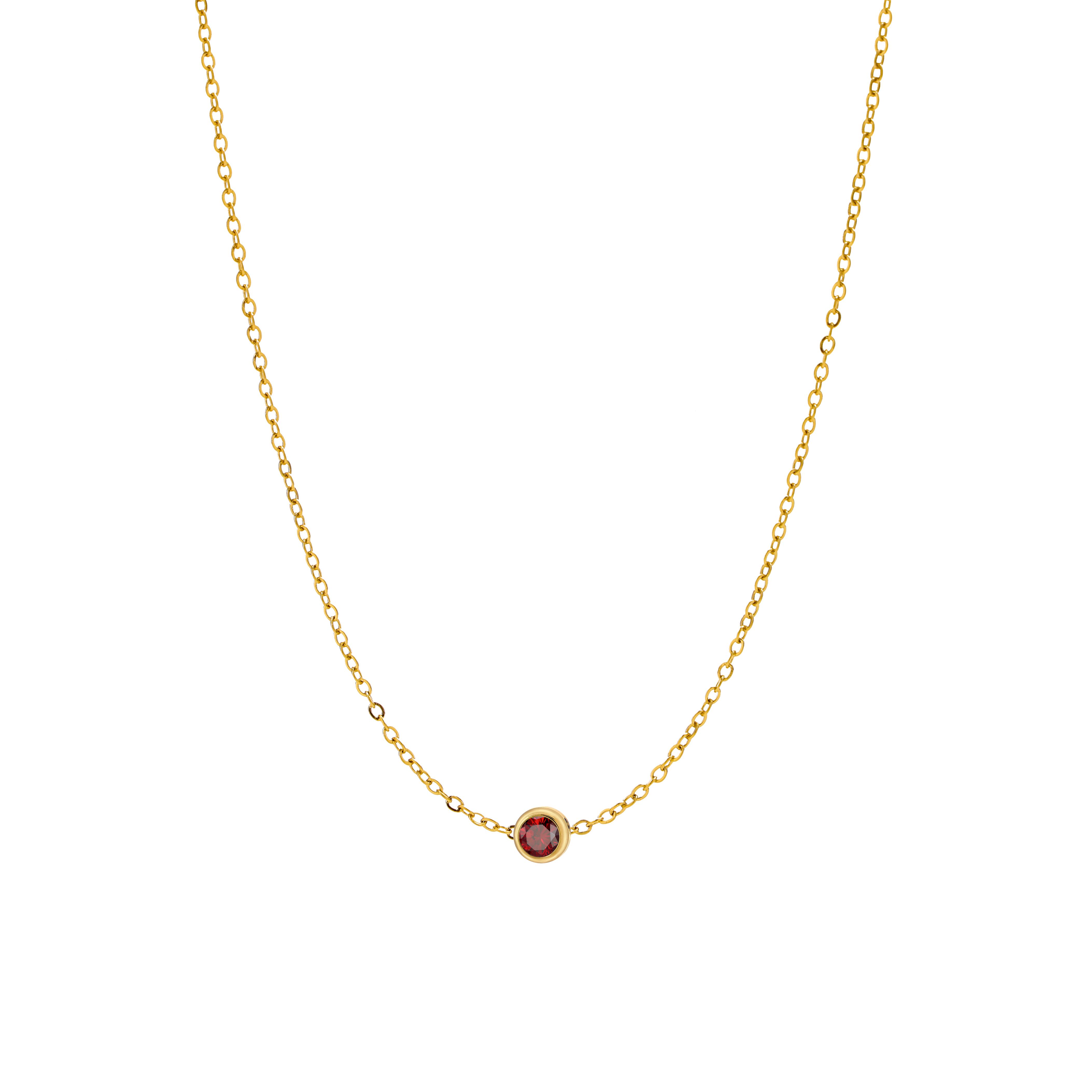 

CARLIDANA Best Sell Round Zirconia Stainless Steel 12 Month Crystal Birthstone Pendant Gold Color Necklace For Women Jewelry
