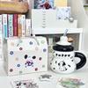 Cute spotted puppy straw cup high value ceramic mug cartoon children's water cup milk cup birthday gift