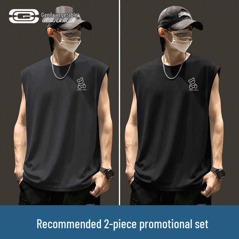 GENIOLAMODE Men s 2-Pack Pure Cotton Loose Tank Top XL