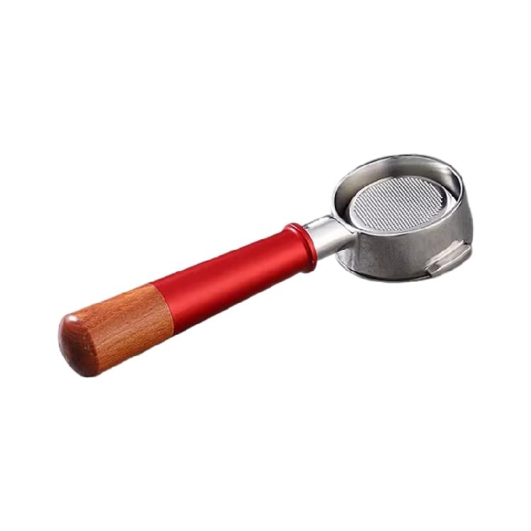 

Coffee Machine Bottomless Filter with Wood Handle Stainless Steel Espresso Maker Portafilter for Home Or Commercial Use червоний