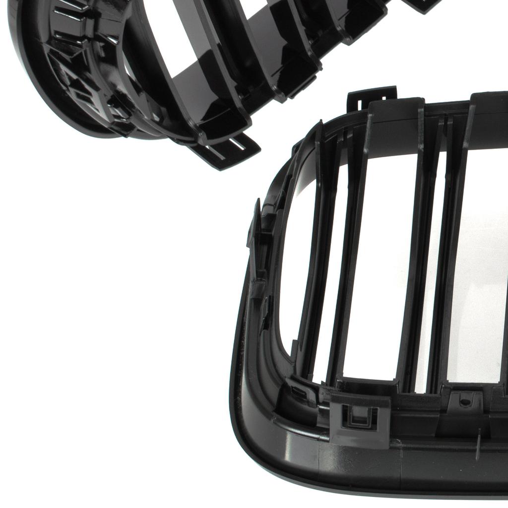 BMW X3 F25 11-14 Grille Inserts Between Headlights (Kidneys) Left + Right Set, Black Glossy Double Bar