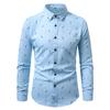 Heren Wit Rood Veerprint Lange Mouwen Dress Shirt - Slim Fit Formeel Zakelijk Casual Knoopsluiting