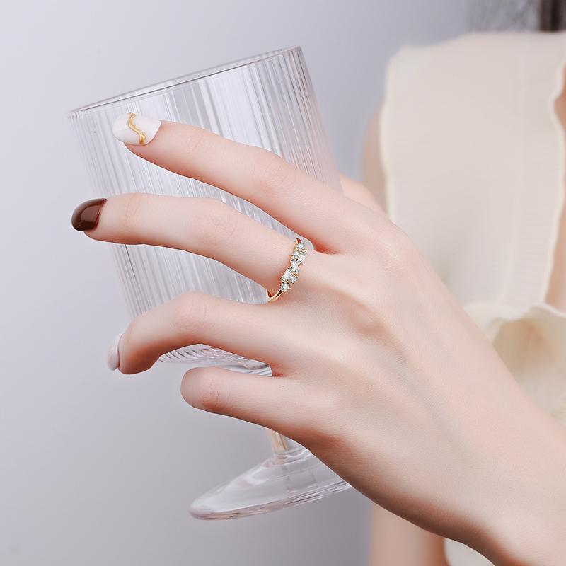 Kreativer 18K Gold Unregelmäßiger Baguette-Diamant-Paarring für Frauen, runder Kristall, echtes Sterlingsilber, Geschenkschmuck