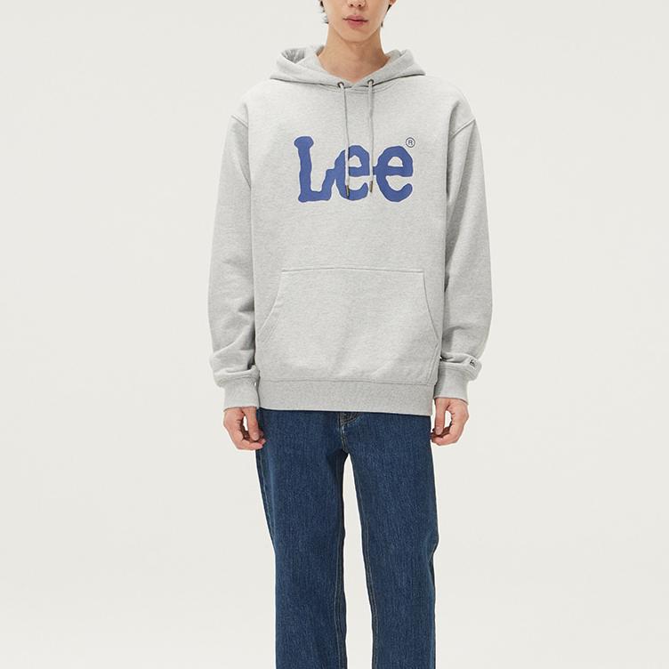 Korean Style Letter Print Simple Long Sleeve Hoodie Men hoodies Gray LE2403HD01GR