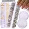 12 Grid Mixed Size Nail Art Flat Bottom Diamond 12 Grid Set Nail Art Resin Aurora Butterfly High Shiny Diy Nail Art Diamond