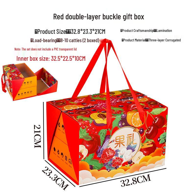 Ins Style Transparent Fruit & Flower Gift Box, 10 Jin Capacity, Leather Mixed Gift Box