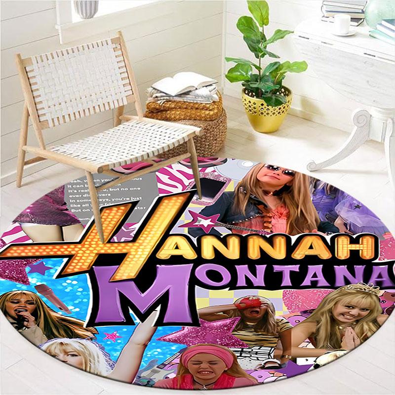 Hannah Montana Okrągły Dywanik, Dywan do Salonu, Sypialni, na Sofę, do Pokoju Zabaw, Antypoślizgowa Mata Podłogowa
