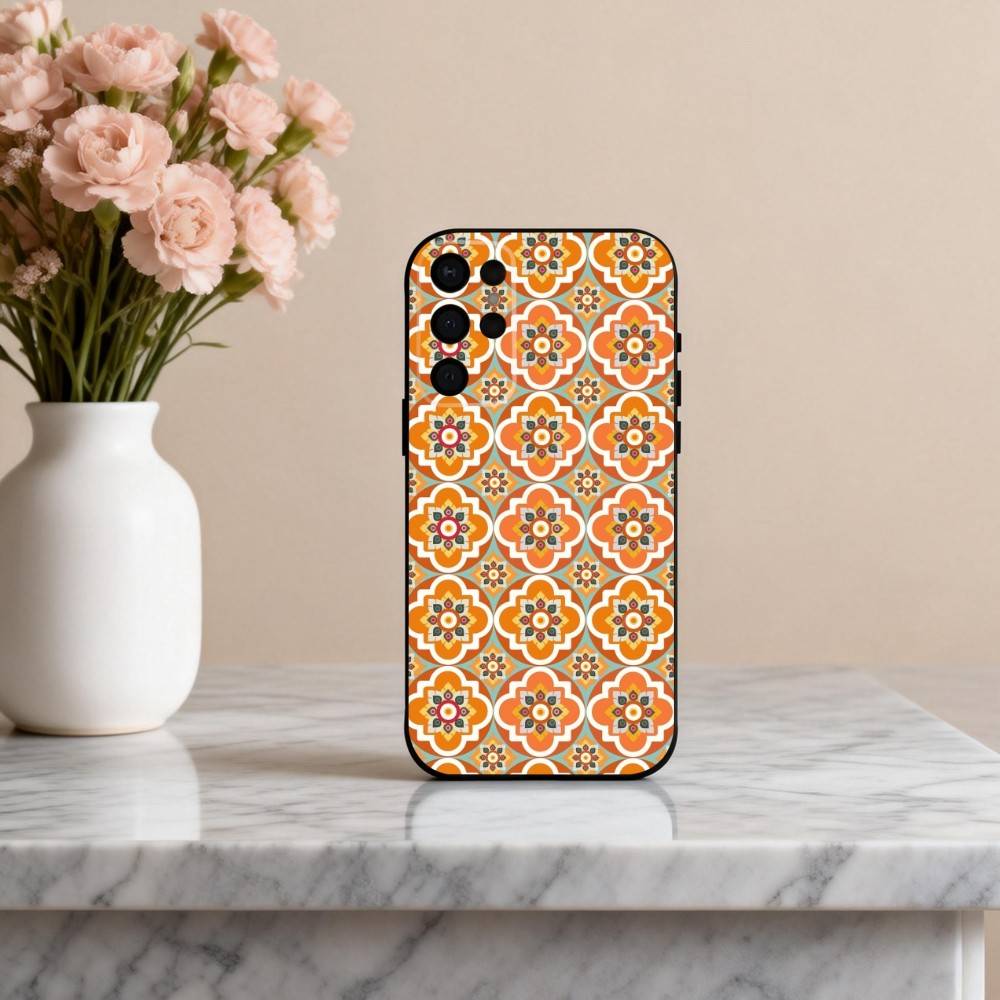 T-Tile M-Moroccan Cool Art Phone Case For Samsung S25,24,23,22,30,21,10,9,Ultra,Plus,Lite,FE,4,5 G Soft Black Case