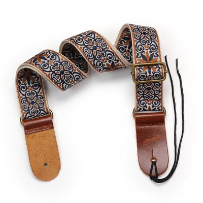 Guitar Bass Strap Embroidery Pattern Vintage Flowers Guitar Strap Adjustable Ethnic Style for Classical Guitar Mandolin Banjo