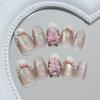 Manicure Long Almond False Nails French Simple Press On Nails Detachable Sweet Pink Bow Nail Tips DIY