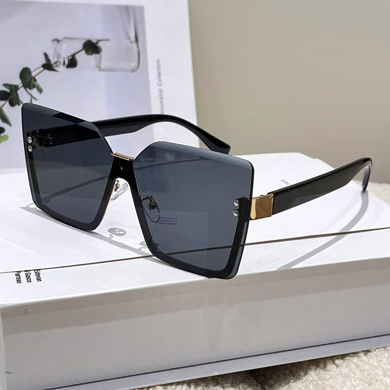 

New Trendy Half Frame Square Metal Sunglasses Fashion Women S Uv Resistant Driving Eyeglasses Men Eyewear Uv400 1PC