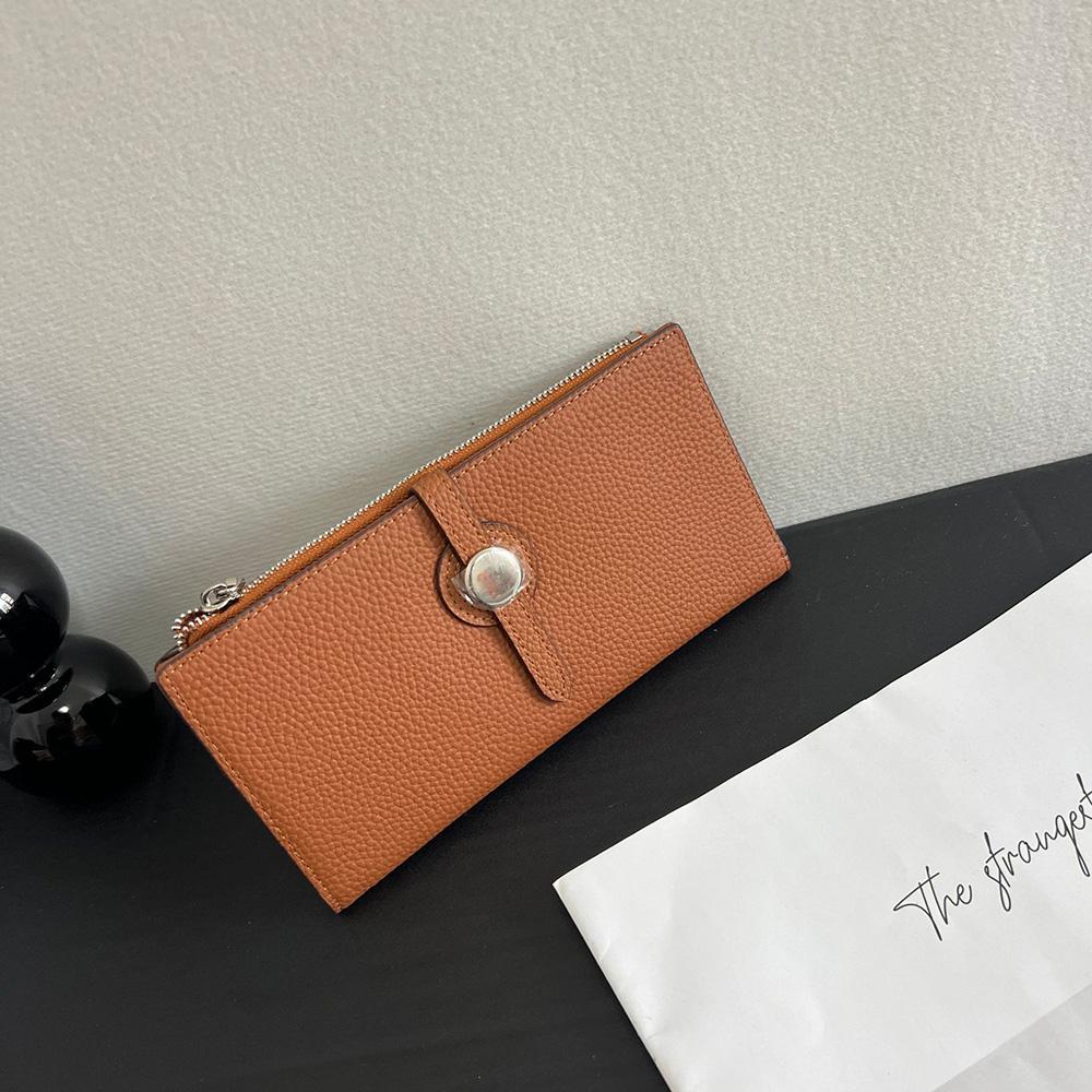 Long Women Wallets Two-tone Genuine Leather Wallet Clutch Bag First Layer of Cowhide Purse Zipper Hasp Bifold Billfold Purse