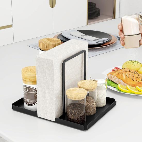 Metal Napkin Holder Black Napkin Storage Dispenser Easy To Clean Napkin Stand Kitchen Dinner Table Picnic Decor