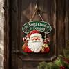 Vintage Style Seasonal Home Accents Christmas Wooden Hanging Sign, Rustic Holiday Wall Decor with Santa Claus Door Hanger Reindeer And Snowman