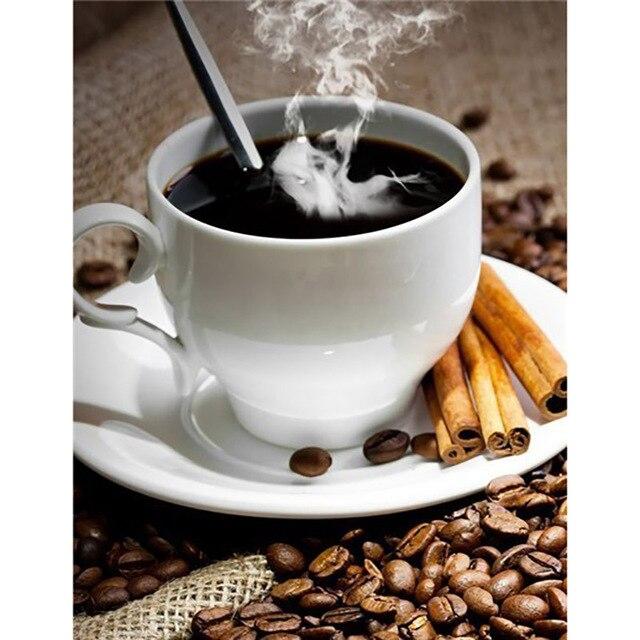 5D-Diamant-Malerei, Kaffee, voll, quadratisch, rund, Diamant-Stickerei, Tasse, Bild von Strasssteinen, Mosaik, Kreuzstich-Set, Heimdekoration