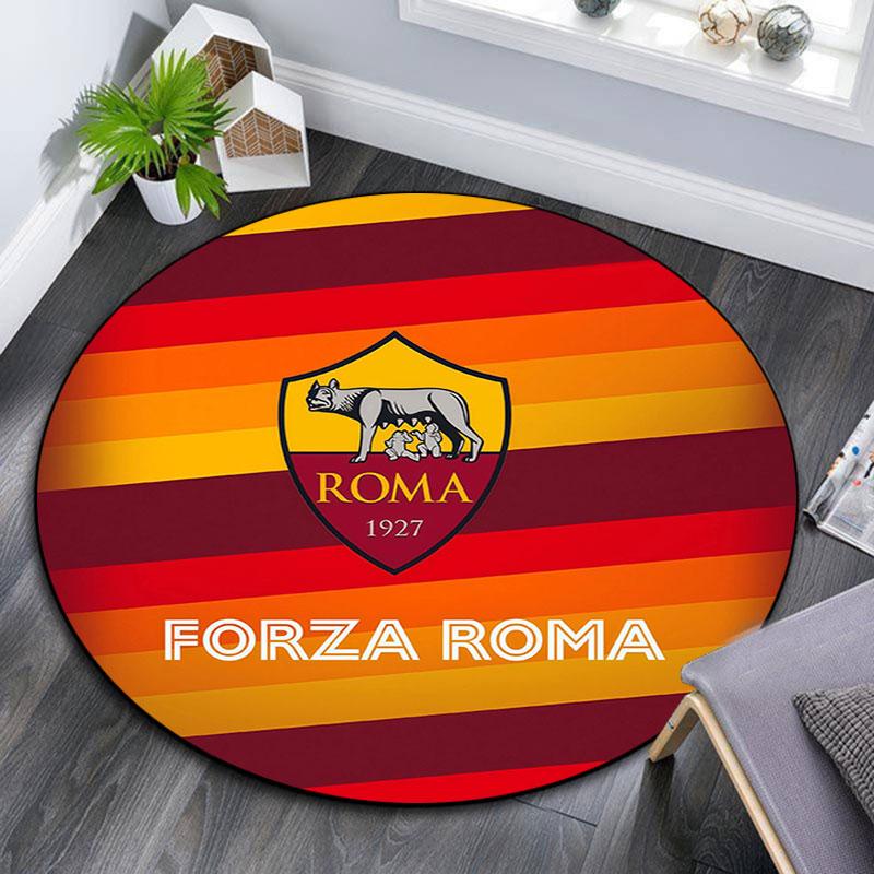 Associazione Sportiva Roma, Tappeto Rotondo, Tappeto per Soggiorno Camera da Letto Divano Sala Giochi Decorazione, Tappetino Antiscivolo