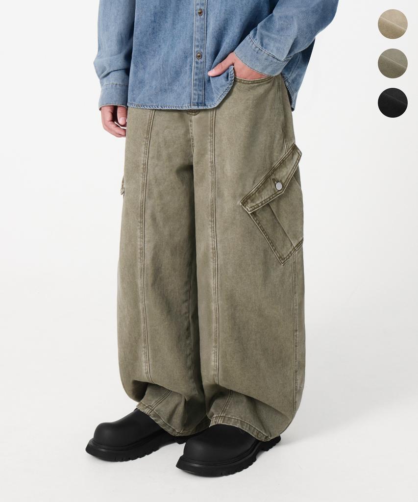TRILLION Washed Cut Cotton Cargo Pants_3Color