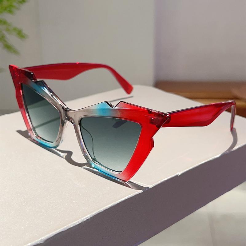 

KAMMPT Oversized Cat Eye Sunglasses Women Gradient Candy Color Rim Sun Glasses New in Trendy Stylish Brand Design Casual Shades as picture shows