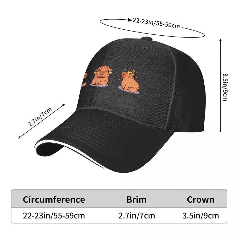 Cute Capybara Trio Baseball Cap Polyester Adjustable Unisex Adult Casual Sporty Hat