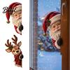 Ornamenti Decorativi Natalizi Vintage Finestra Curiosa Decorazione 3D Intagliato Babbo Natale Renne Decorazioni Ornamento con Ventosa Nascosta Vetro Festività