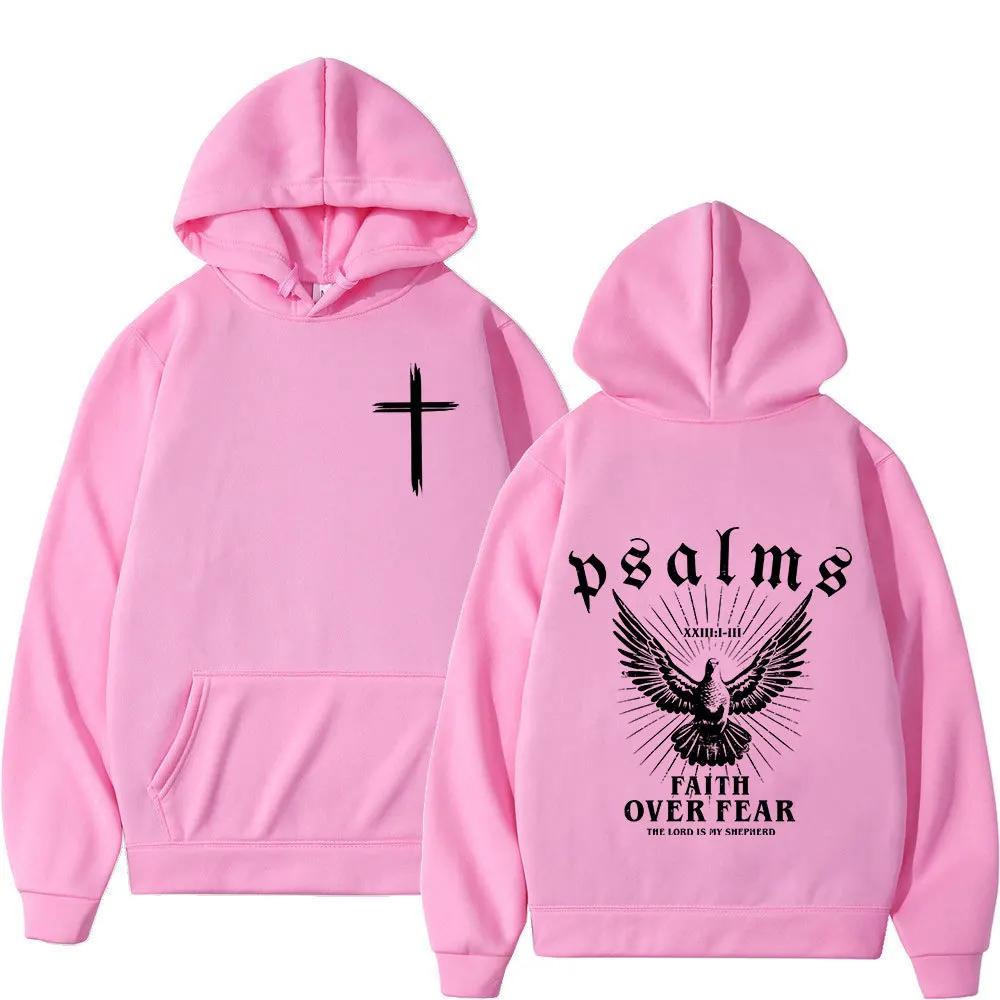 Christian Jesus Faith Over Fear Bible Verse Hoodies Men Fabric Street Fashion Hoodie Casual Street Sweatshirt Cyberpunk Style