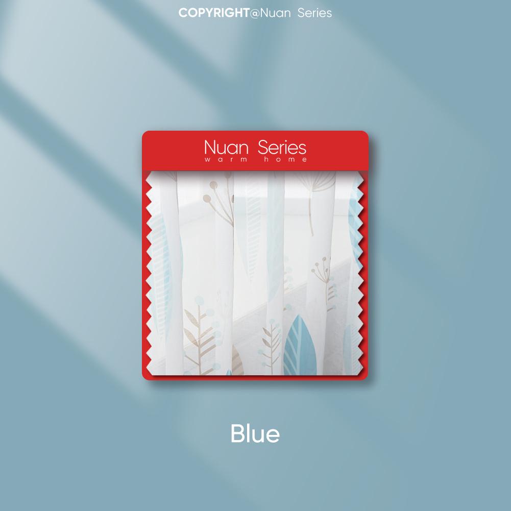 

1 шт. 70-80% затемняющие минималистичные современные скандинавские растительные шторы из полиэстера с принтом, прозрачные шторы для гостиной, спальни, домашний декор, серия Nuan Tulle-100x130cm синий