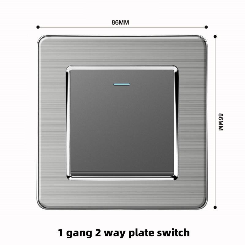 

2 1-клавишный светодиодный настенный выключатель из нержавеющей стали, тонкий, современный, для дома, серебристый декор