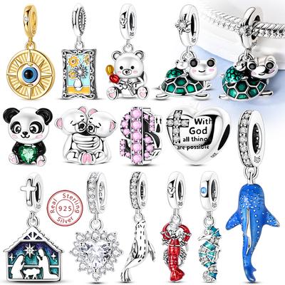 New Copper Charms Luminous Whale Turtle Bear Charm Beads For Original Bracelet Pendant Women Girl Diy Jewelry Gift