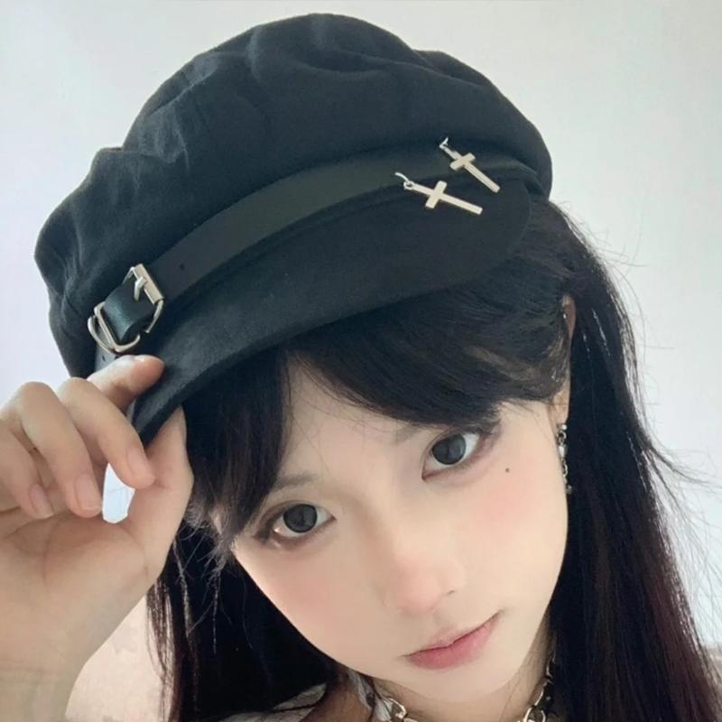 Handmade Berets Lovely Rabbit Painter Hat for Girls Furry Ear Cabbie Hat for Outdoor Leisure Casual Wear