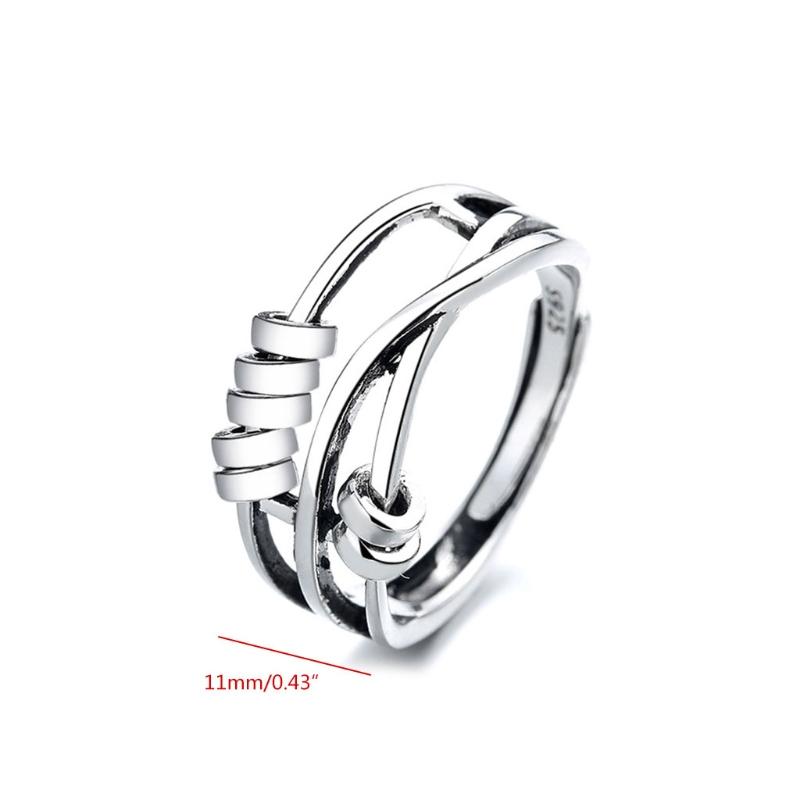 European and American Vintage Old Thai Silver Color Ring Fashion Temperament Female Three-ring for Smart Index Finger Ri