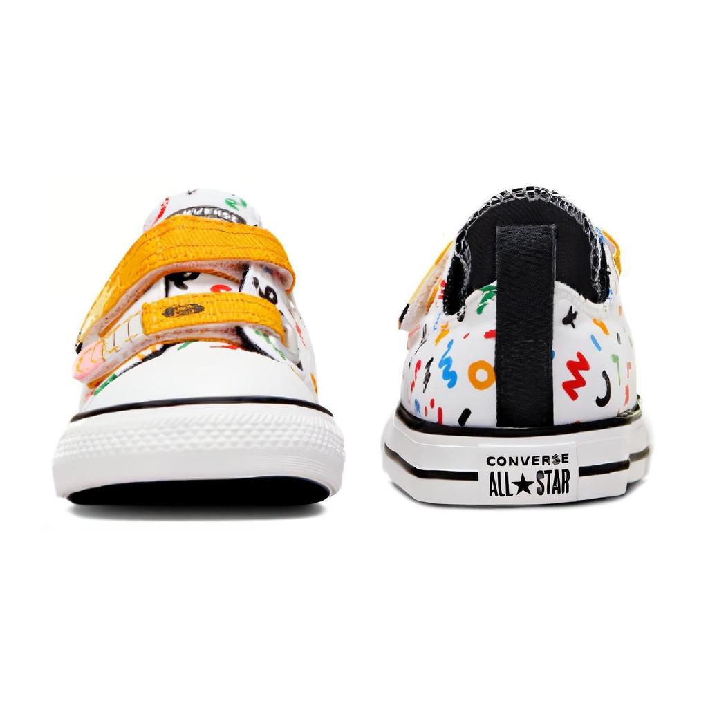 Converse Chuck Taylor All Star 2V Low TD Doodles Baby Sneakers White Yellow Black A07219C