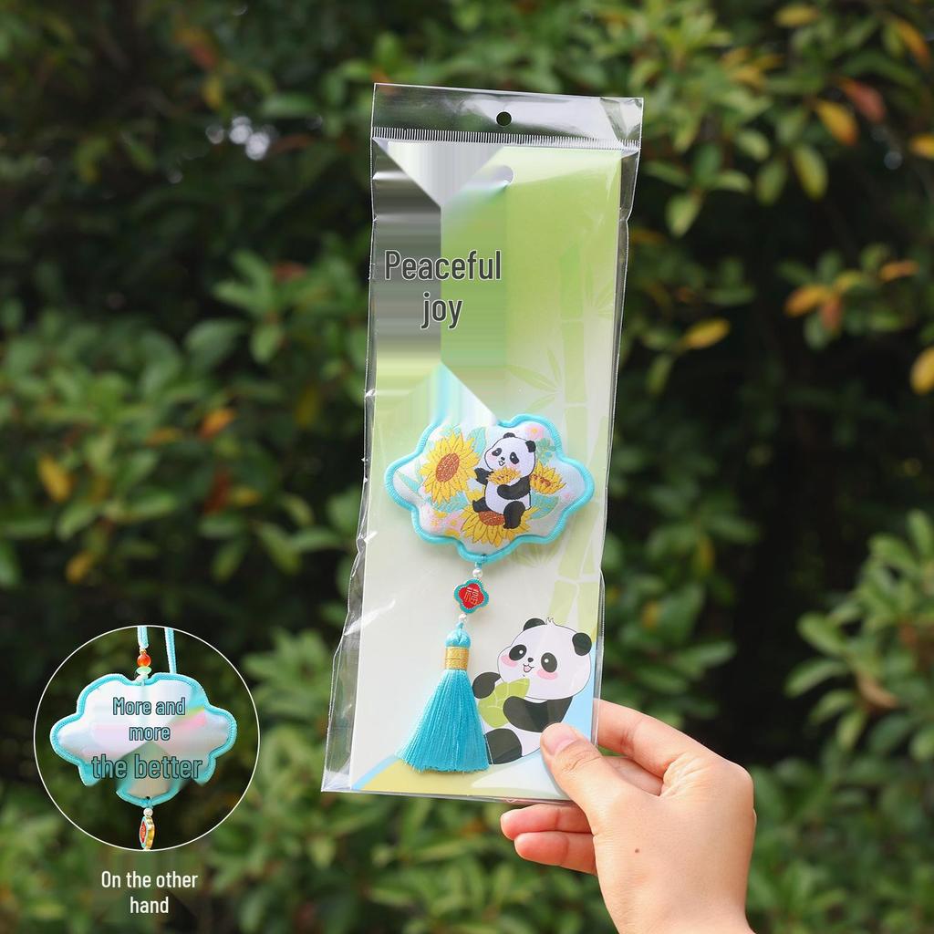 Panda Double-Sided Sachet Ornament - Dragon Boat Festival Embroidered Lucky Bag for Car or Hanfu.