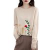 2025 Fashion Wool Crew Neck Embroidered Sweater – Loose, Warm, and Comfortable